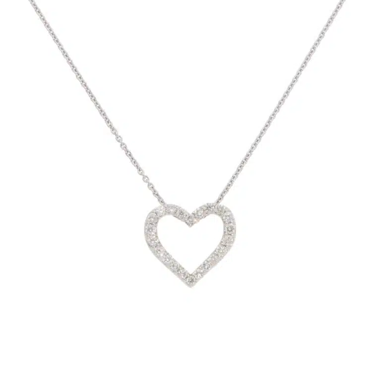 Contemporary Diamond Heart Pendant Necklace in Platinum