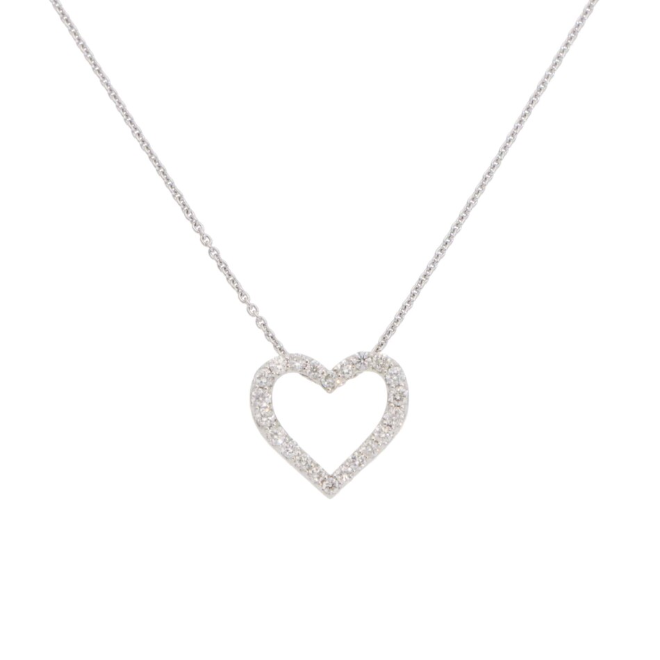 Contemporary Diamond Heart Pendant Necklace in Platinum