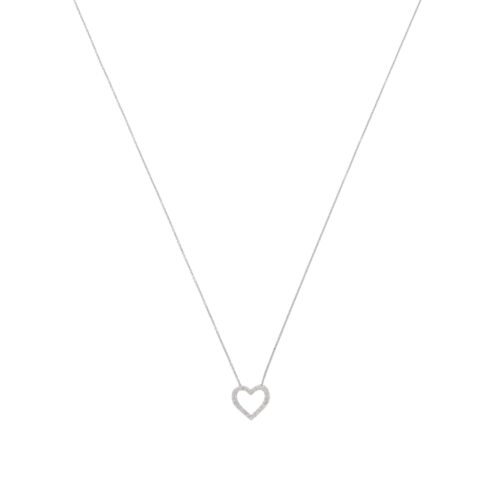 Contemporary Diamond Heart Pendant Necklace in Platinum
