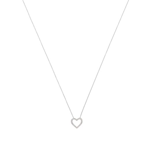 Contemporary Diamond Heart Pendant Necklace in Platinum