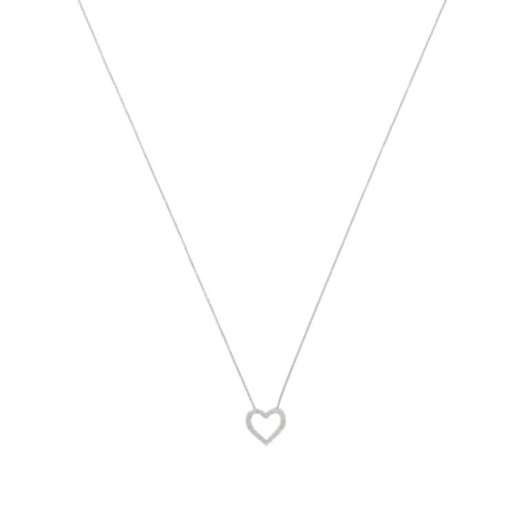 Contemporary Diamond Heart Pendant Necklace in Platinum