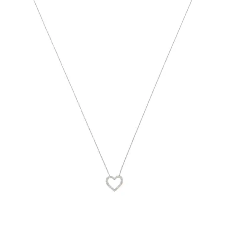 Contemporary Diamond Heart Pendant Necklace in Platinum