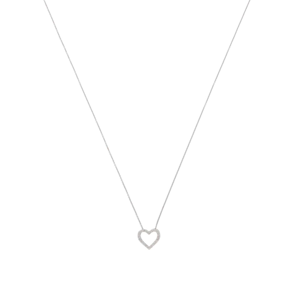 Contemporary Diamond Heart Pendant Necklace in Platinum