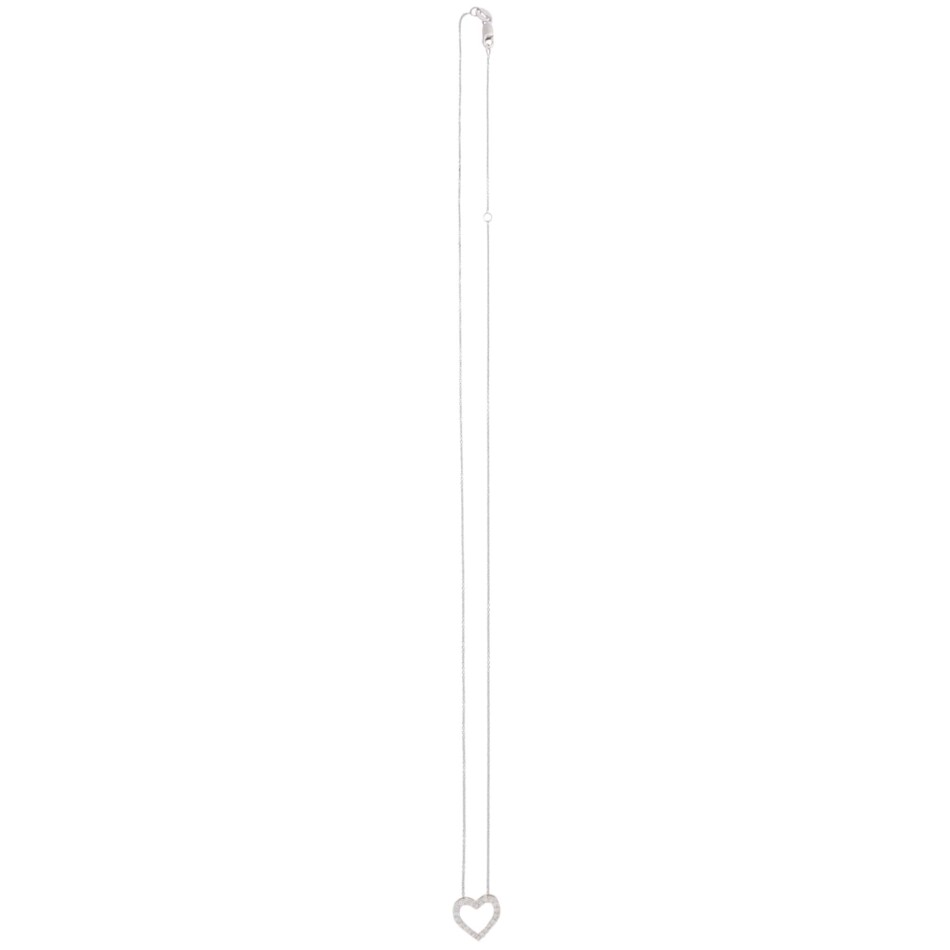 Contemporary Diamond Heart Pendant Necklace in Platinum