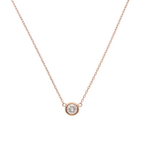 Contemporary Diamond Solitaire Necklace in Rose Gold