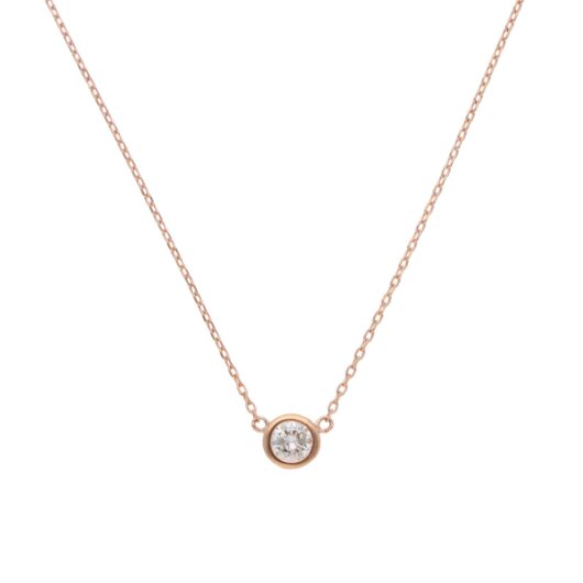 Contemporary Diamond Solitaire Necklace in Rose Gold