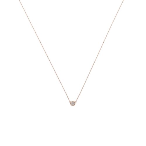 Contemporary Diamond Solitaire Necklace in Rose Gold