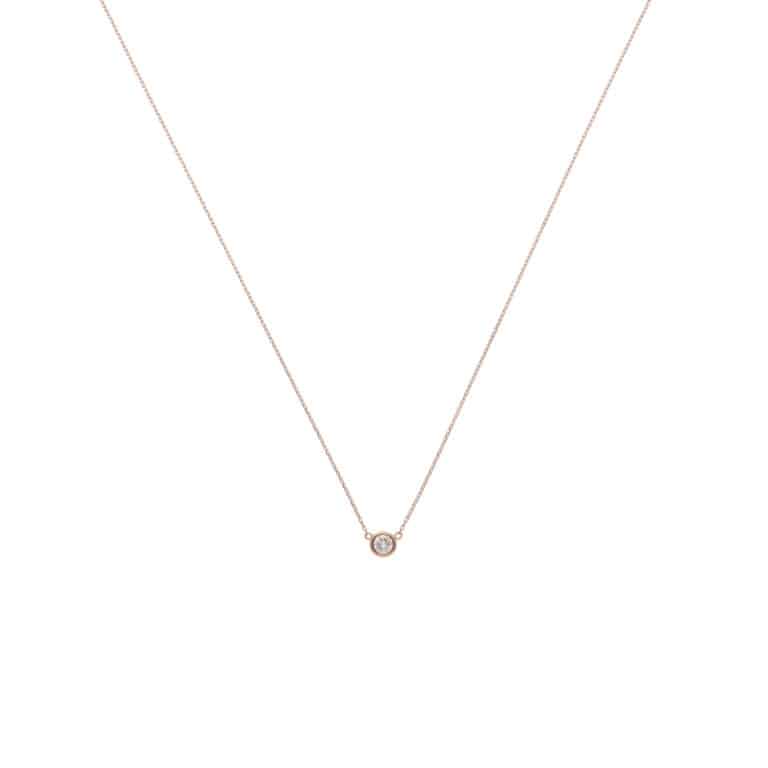 Contemporary Diamond Solitaire Necklace in Rose Gold