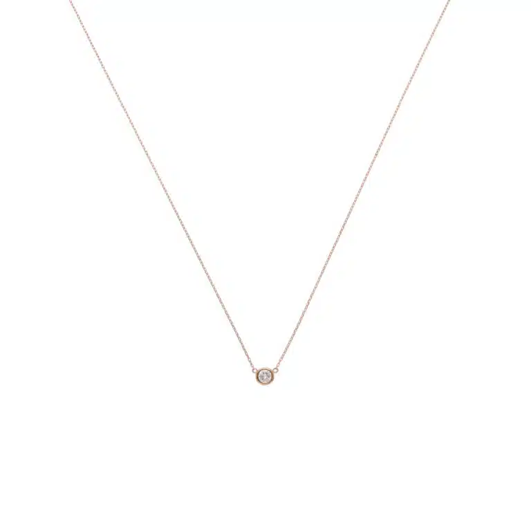 Contemporary Diamond Solitaire Necklace in Rose Gold