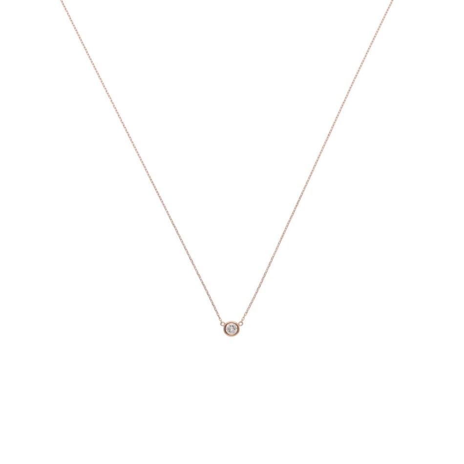 Contemporary Diamond Solitaire Necklace in Rose Gold