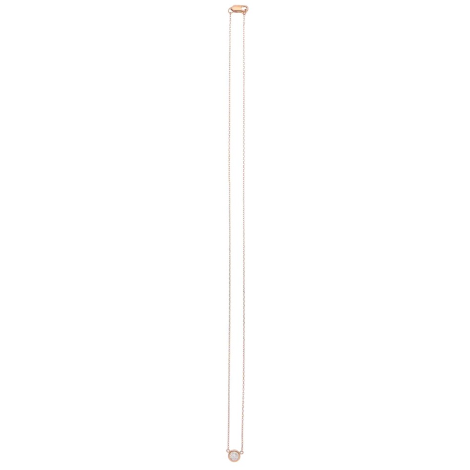 Contemporary Diamond Solitaire Necklace in Rose Gold