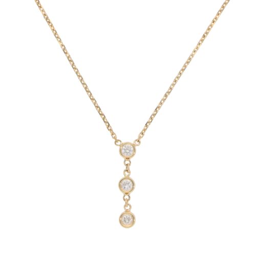 Contemporary Diamond Drop Pendant Necklace in Yellow Gold