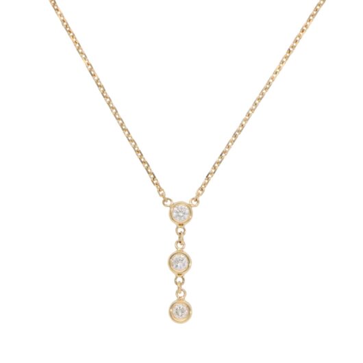 Contemporary Diamond Drop Pendant Necklace in Yellow Gold