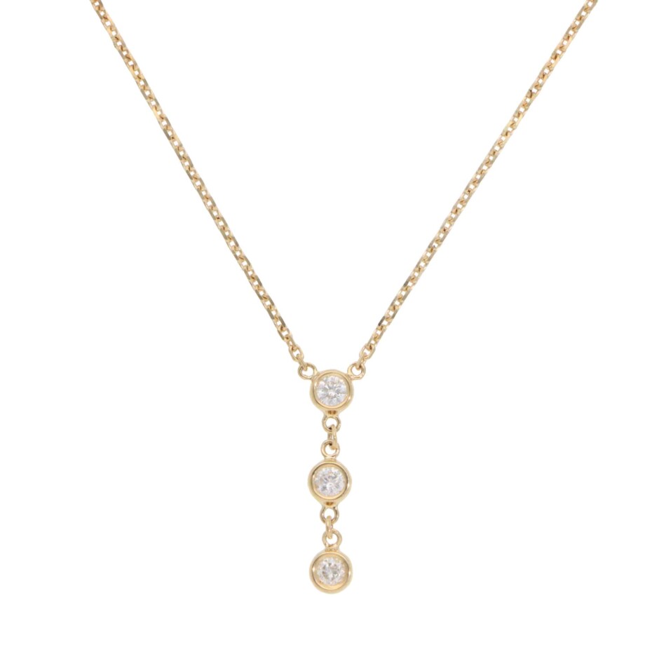 Contemporary Diamond Drop Pendant Necklace in Yellow Gold