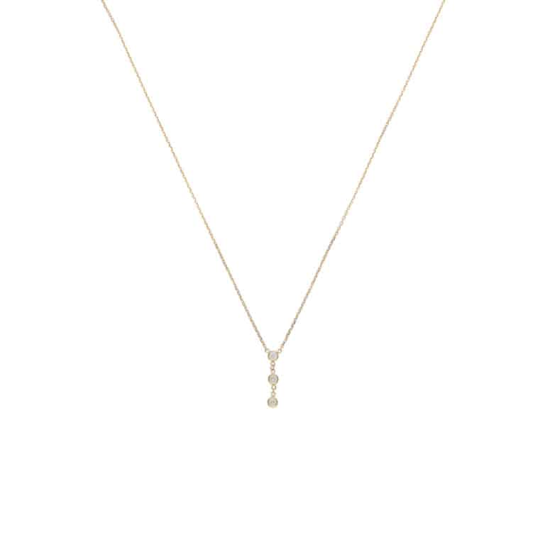 Contemporary Diamond Drop Pendant Necklace in Yellow Gold