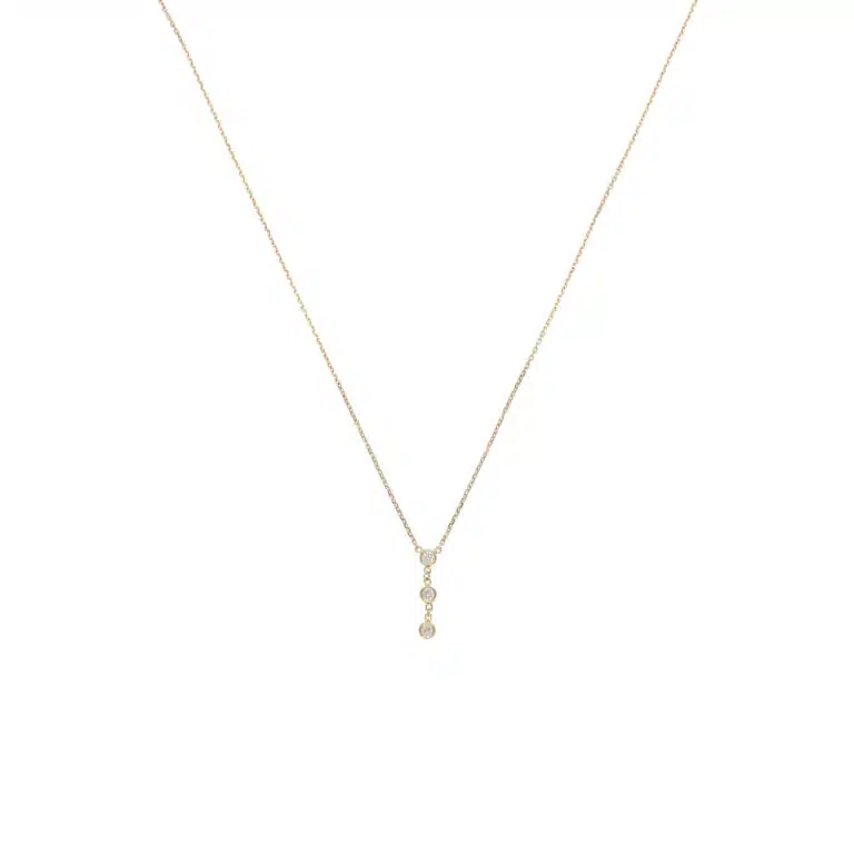 Contemporary Diamond Drop Pendant Necklace in Yellow Gold