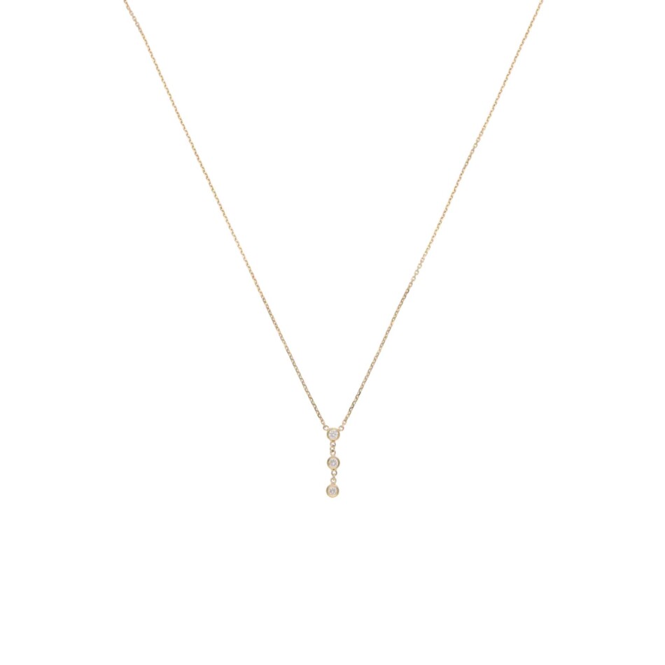 Contemporary Diamond Drop Pendant Necklace in Yellow Gold
