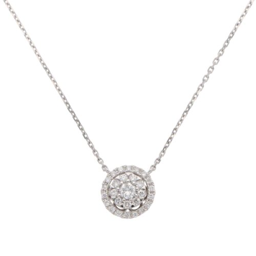 Contemporary Diamond Cluster Pendant Necklace in White Gold