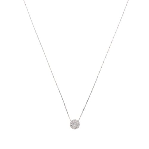 Contemporary Diamond Cluster Pendant Necklace in White Gold