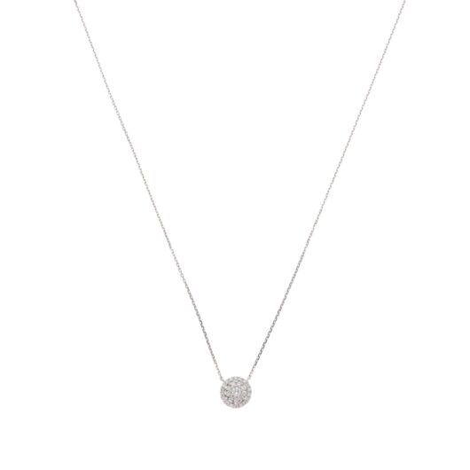 Contemporary Diamond Cluster Pendant Necklace in White Gold
