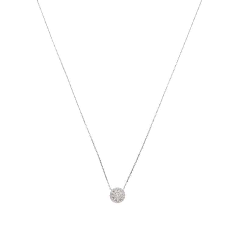 Contemporary Diamond Cluster Pendant Necklace in White Gold