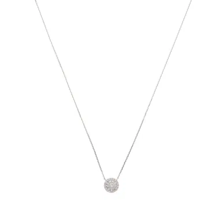 Contemporary Diamond Cluster Pendant Necklace in White Gold