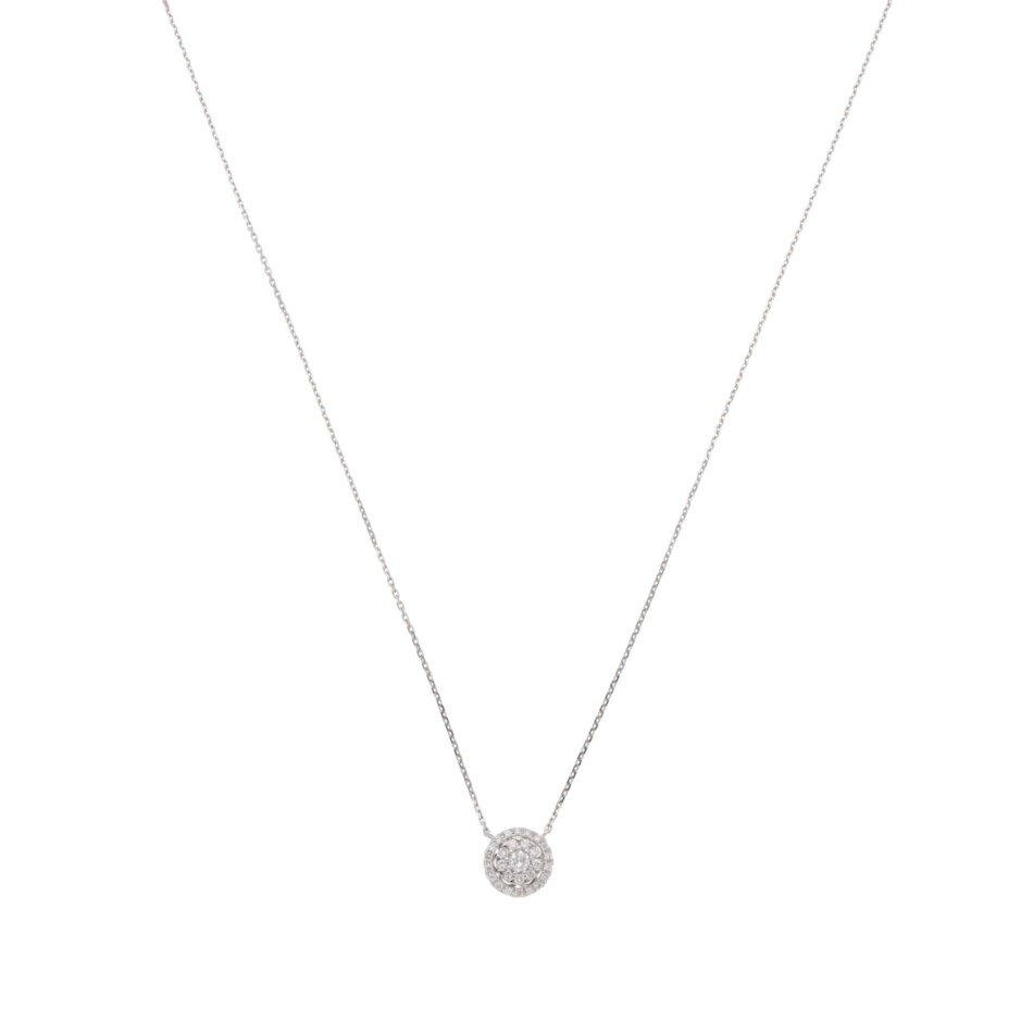 Contemporary Diamond Cluster Pendant Necklace in White Gold