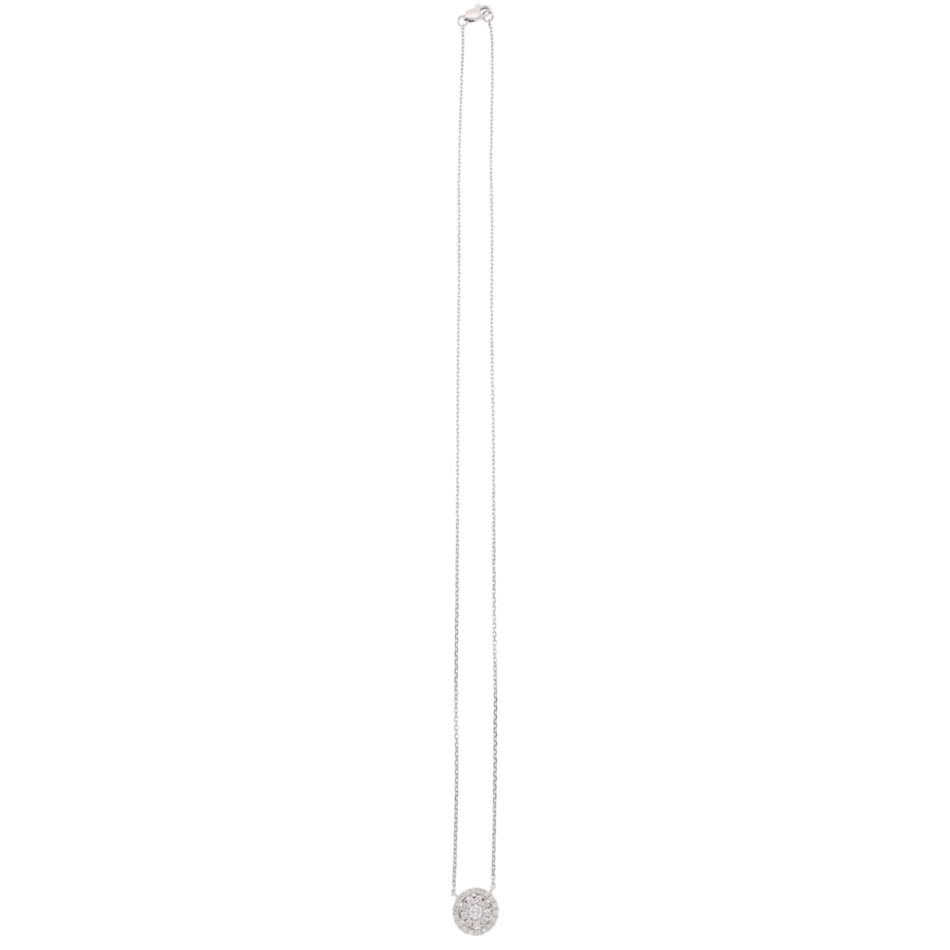 Contemporary Diamond Cluster Pendant Necklace in White Gold