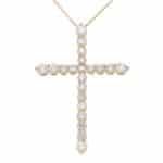 Contemporary Diamond Cross Necklace in Yellow Gold