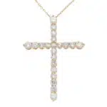 Contemporary Diamond Cross Necklace in Yellow Gold