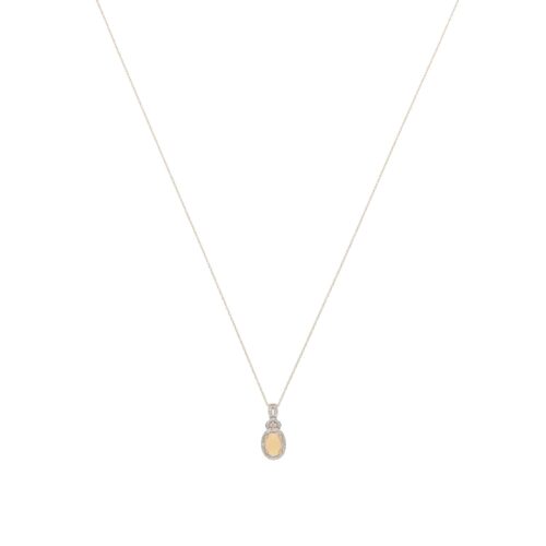 Contemporary Opal and Diamond Pendant Necklace in Yellow Gold
