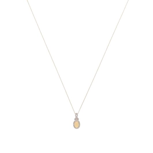 Contemporary Opal and Diamond Pendant Necklace in Yellow Gold