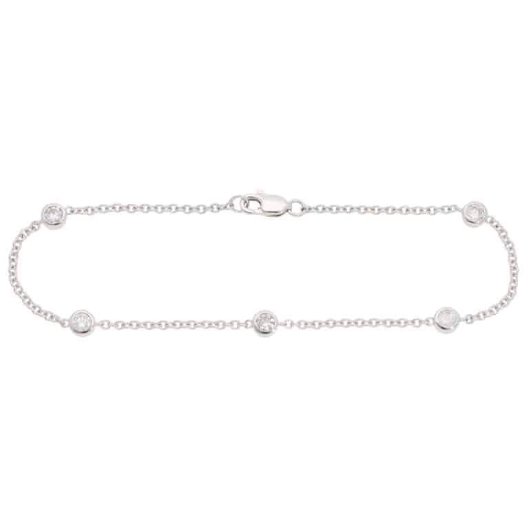 Contemporary Diamond Chain Bracelet in White Gold