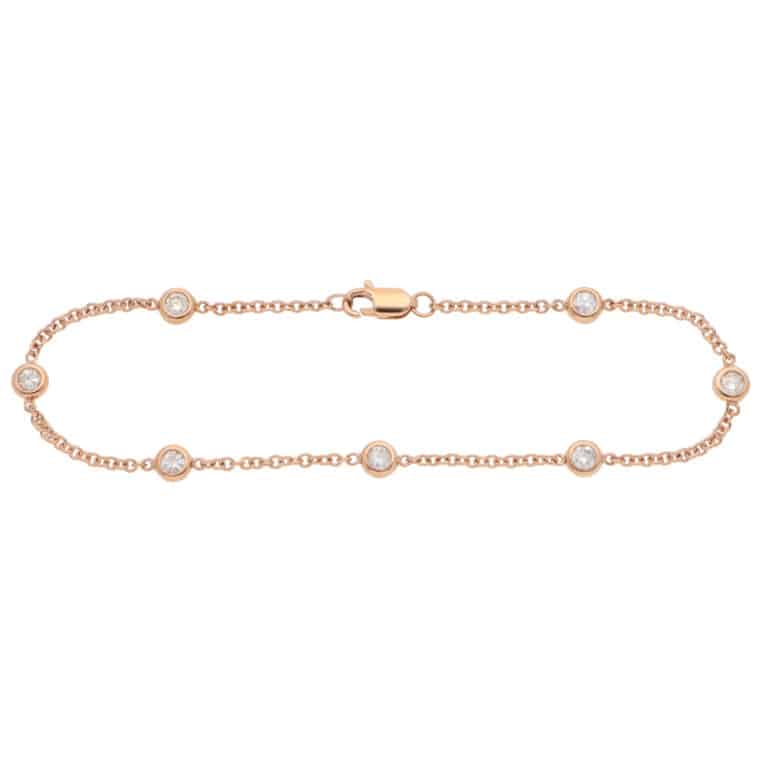 Contemporary Diamond Chain Bracelet in Rose Gold