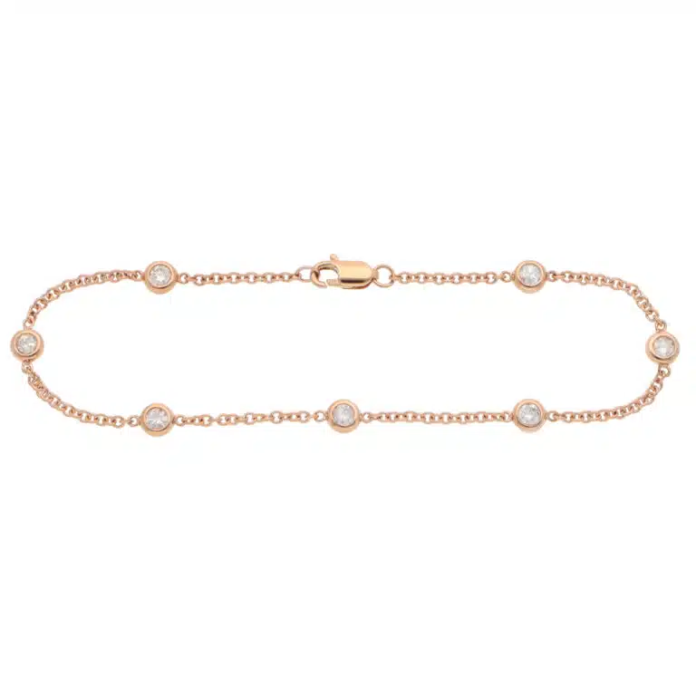 Contemporary Diamond Chain Bracelet in Rose Gold
