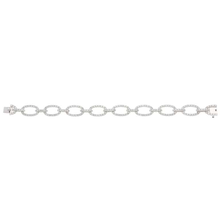 Contemporary Diamond Fancy Link Bracelet in White Gold