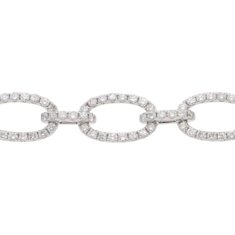 Contemporary Diamond Fancy Link Bracelet in White Gold