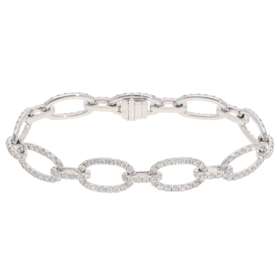 Contemporary Diamond Fancy Link Bracelet in White Gold