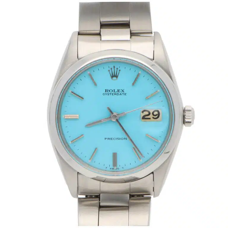 Rolex Oysterdate Precision wristwatch with custom blue dial