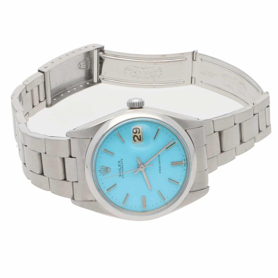 Rolex Oysterdate Precision wristwatch with custom blue dial