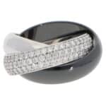 Vintage Cartier Diamond and Ceramic Trinity Ring LM, Size 52
