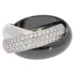Vintage Cartier Diamond and Ceramic Trinity Ring LM, Size 52