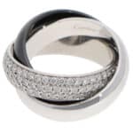 Vintage Cartier Diamond and Ceramic Trinity Ring LM, Size 52