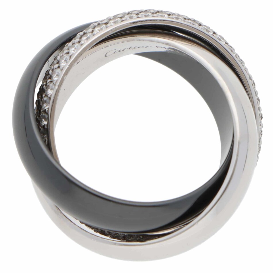 Vintage Cartier Diamond and Ceramic Trinity Ring LM, Size 52