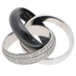 Vintage Cartier Diamond and Ceramic Trinity Ring LM, Size 52