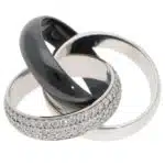 Vintage Cartier Diamond and Ceramic Trinity Ring LM, Size 52