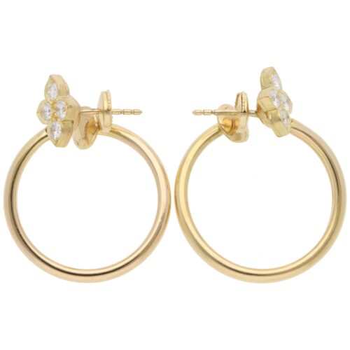 Vintage Cartier Hindu Diamond Hoop Earrings in Yellow Gold