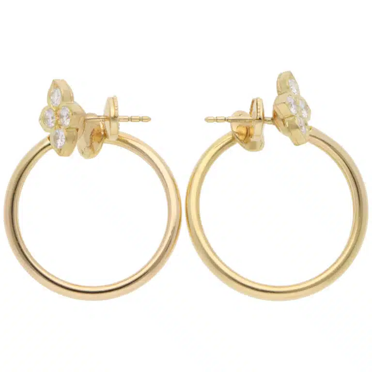 Vintage Cartier Hindu Diamond Hoop Earrings in Yellow Gold