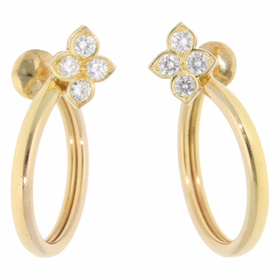 Vintage Cartier Hindu Diamond Hoop Earrings in Yellow Gold