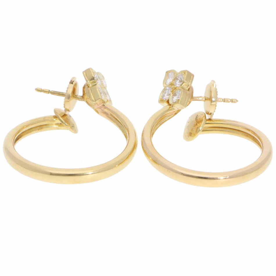 Vintage Cartier Hindu Diamond Hoop Earrings in Yellow Gold